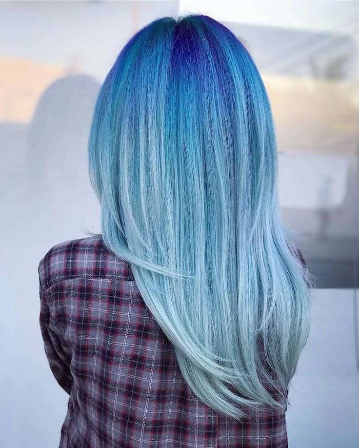 ombre hair brown blue