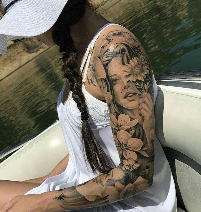 Girly Tattoo Sleeve Ideas For Women