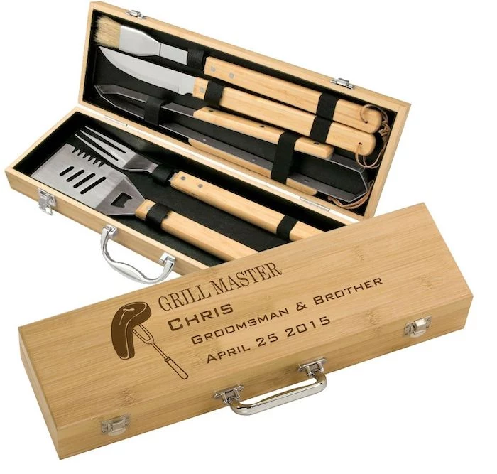 grill master, wooden box, best groomsmen gifts, personalised with name and date