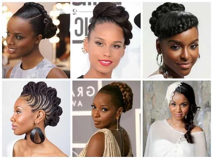 easy braid hairstyles, different hairstyles, black hair, braided updos, alicia keys, mary j blige