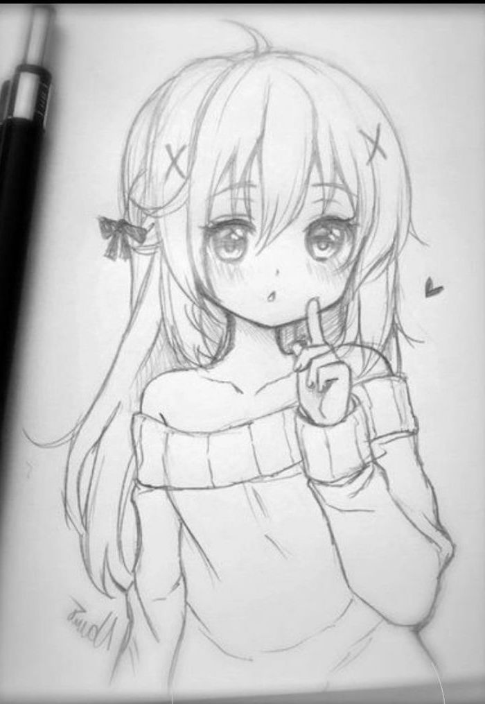 anime girl drawing sketch