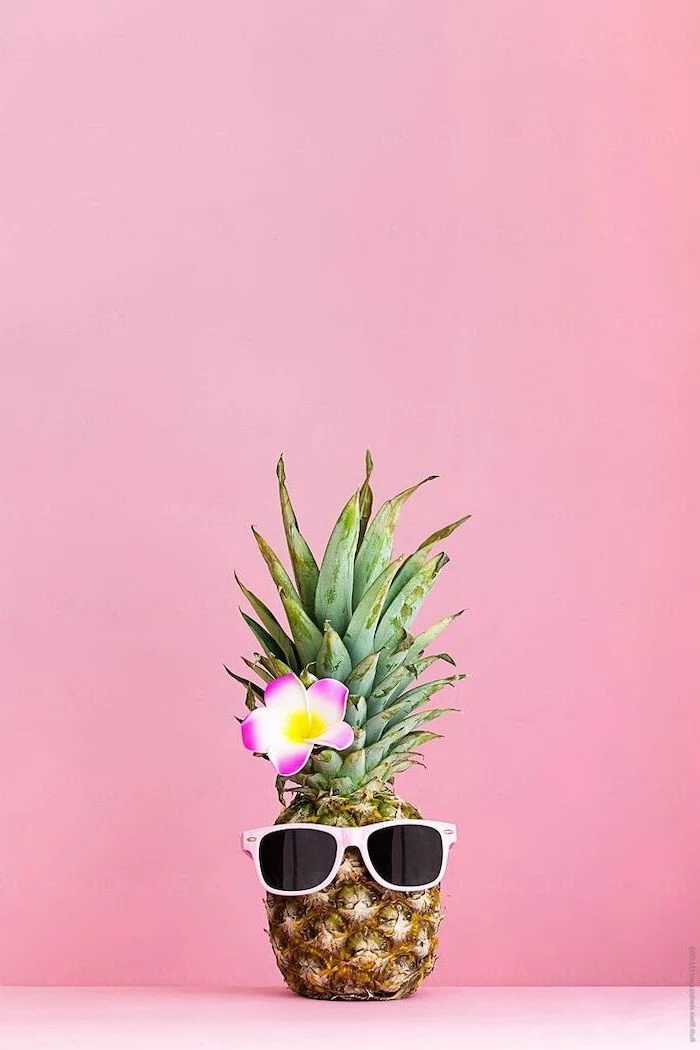 pineapple with sunglasses, pink flower, cute backgrounds for girls, pink background