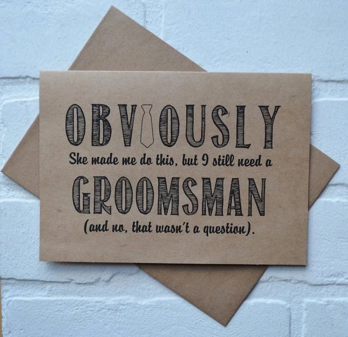 practical groomsmen gifts, funny card, white background