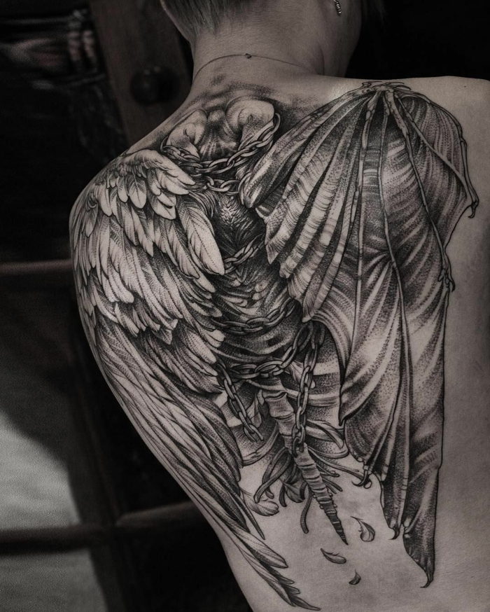 Good And Evil Wings Tattoo