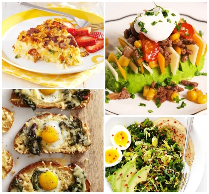 photo collage, avocado salad, egg toast, brunch recipes, avocado and cheese