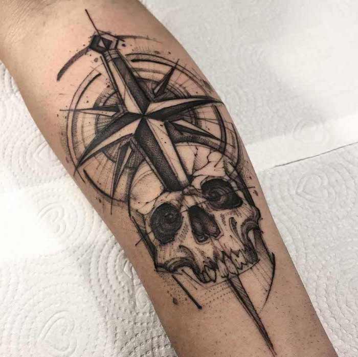 SKULL  COMPASS by Jhon Gutti TattooNOW