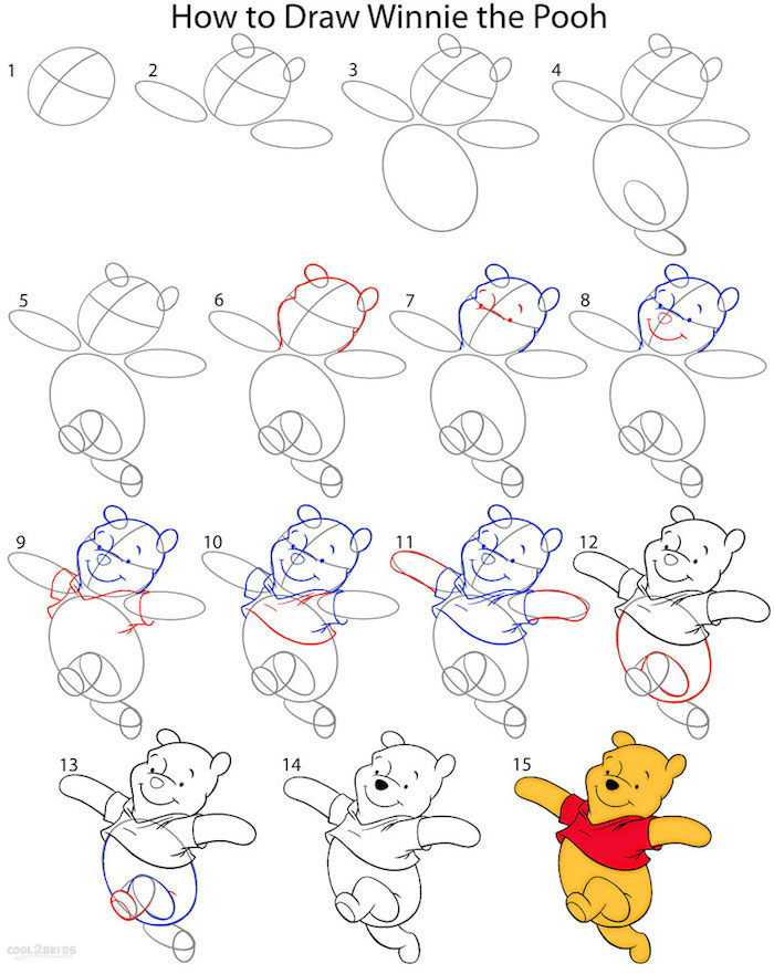 how to draw winnie the pooh, things to trace, step by step, diy tutorial