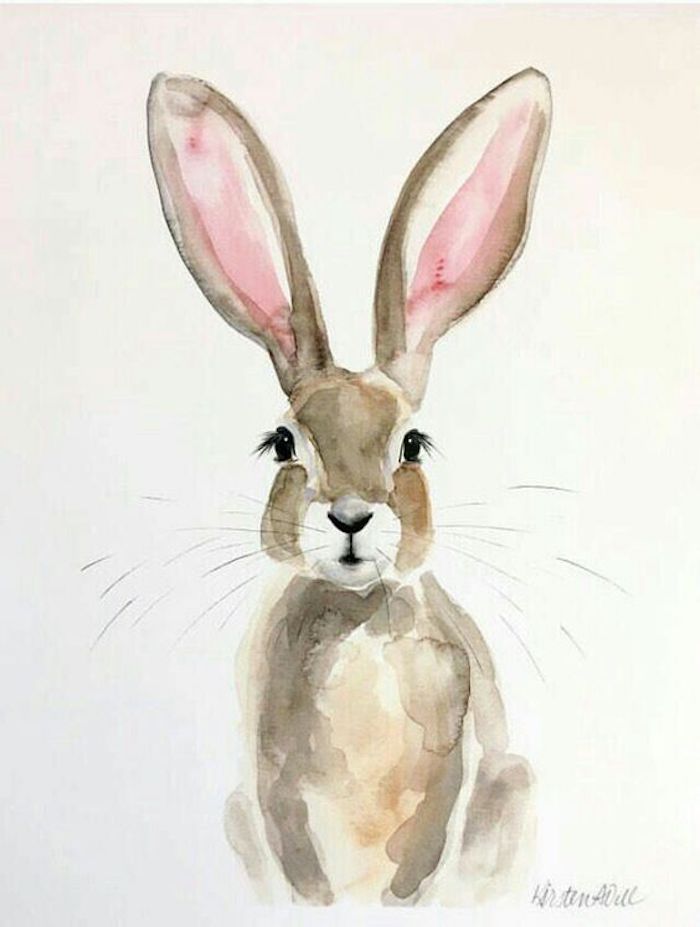 cute rabbit, large pink ears, pictures of drawings, white background