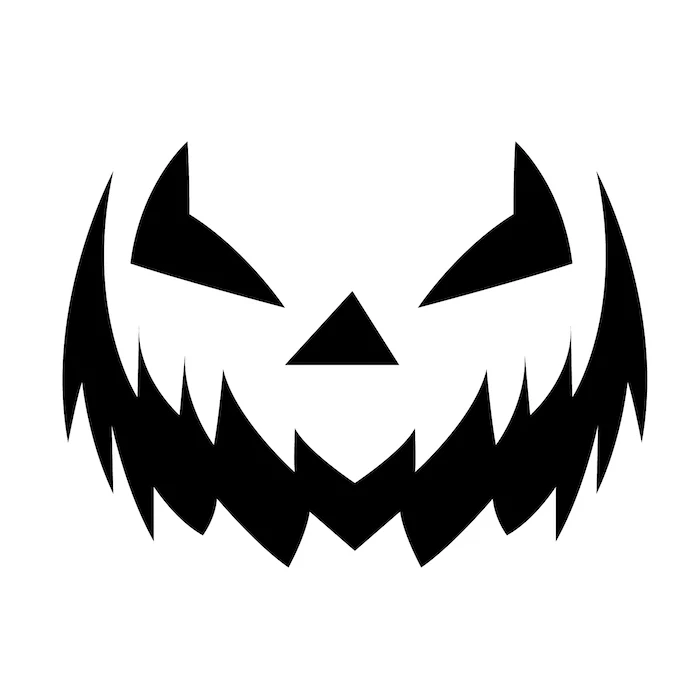 scary face, stencil template, black and white sketch, how to carve a pumpkin, diy tutorial