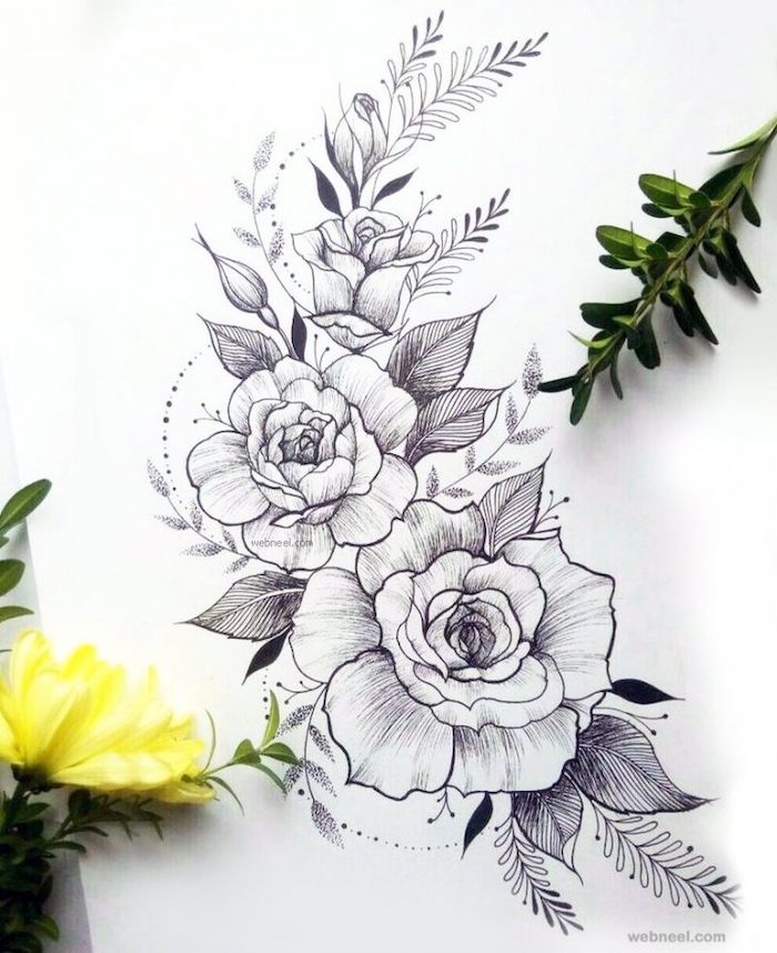 Flower Pencil Drawing Images - Free Download on Freepik