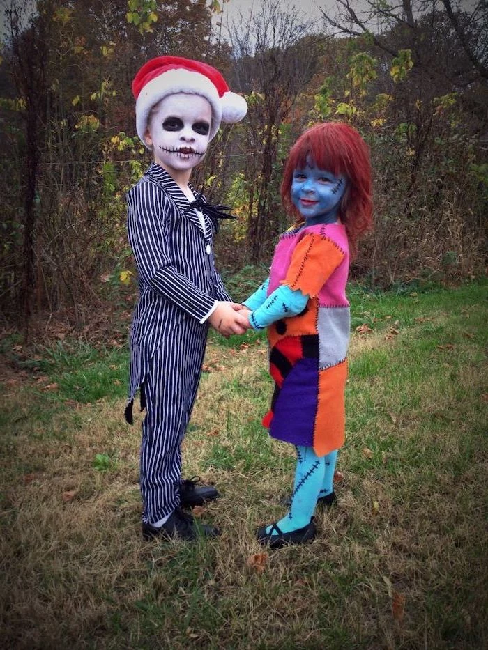 boy and girl, dressed as sally, jack skellington, toddler girl halloween costume, nightmare before christmas inspire