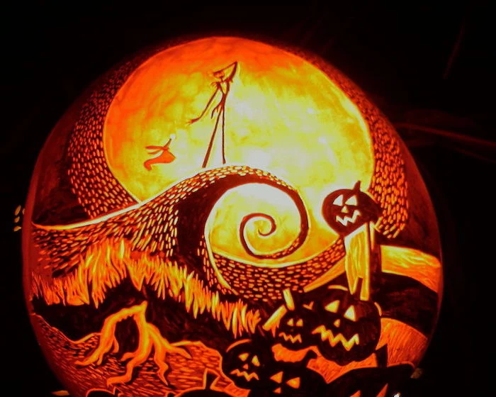 easy pumpkin carving, nightmare before christmas, jack skellington poster, easy pumpkin carving, lit by a candle