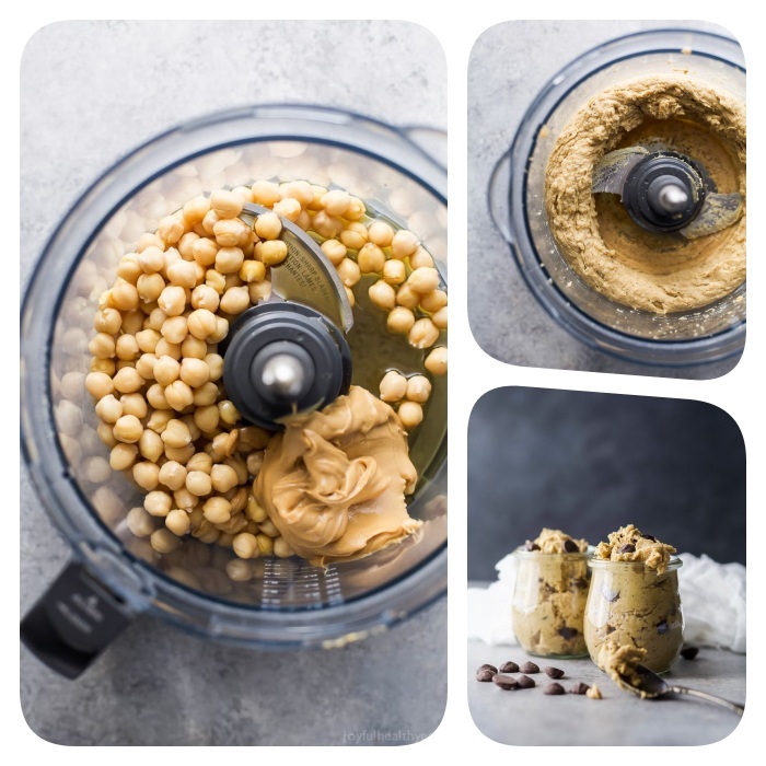 photo collage, peanut butter, peanuts in a blender, best chocolate chip cookie recipe, cookie dough in a jar