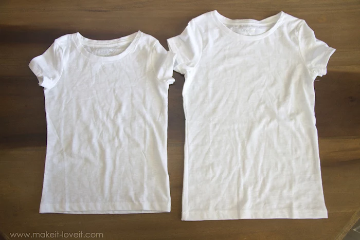 best halloween costumes, two white shirts, on a wooden table, step by step, diy tutorial