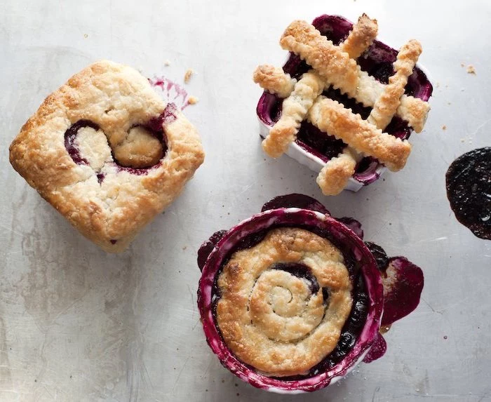 mini tarts, with blackberry jam, chocolate thanksgiving desserts, granite countertop