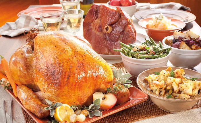 how long to roast a turkey, apples and lemons, fresh herbs, on the side, thanksgiving dinner