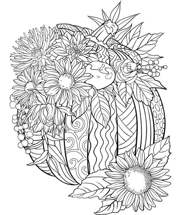 turkey with pumpkins coloring pages