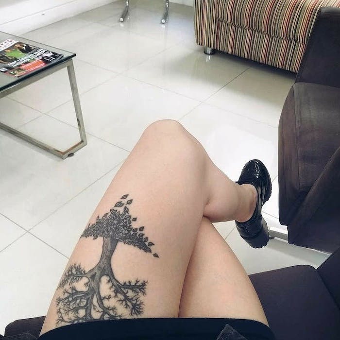 Share More Than 81 Tree Thigh Tattoos Best In Cdgdbentre