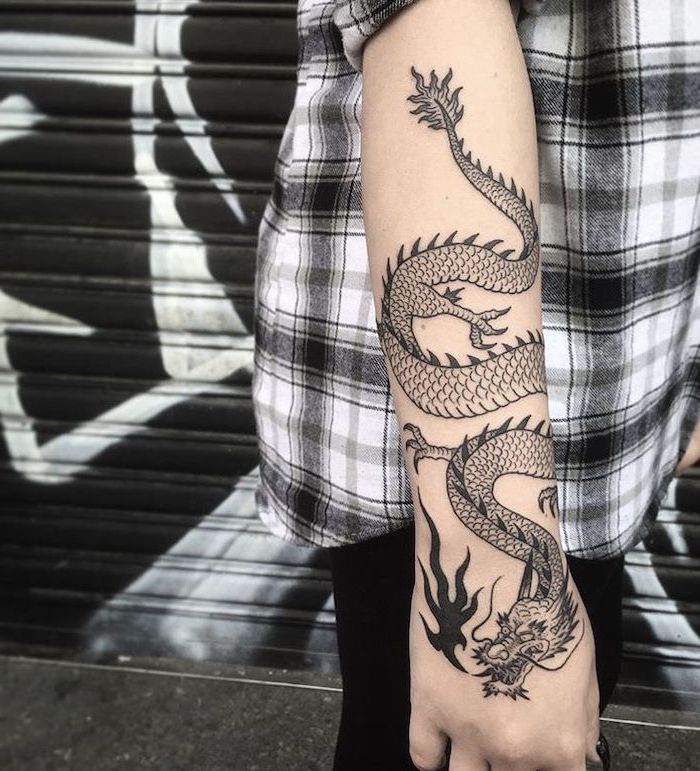 chinese dragon tattoo forearm