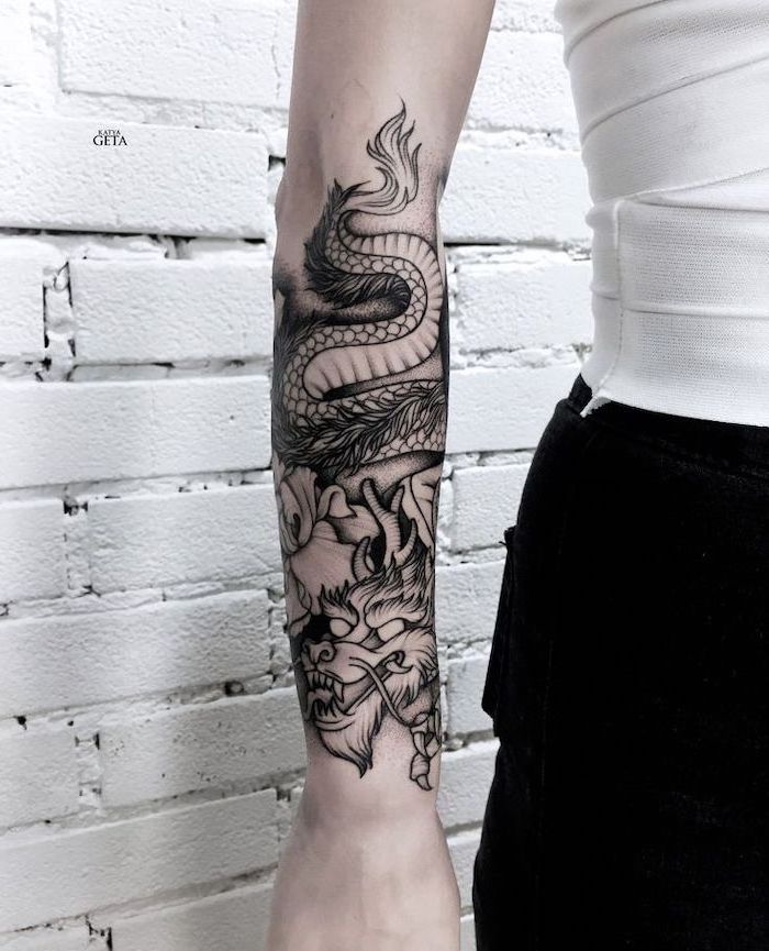 Japanese dragon forearm by Boston Rogoz TattooNOW