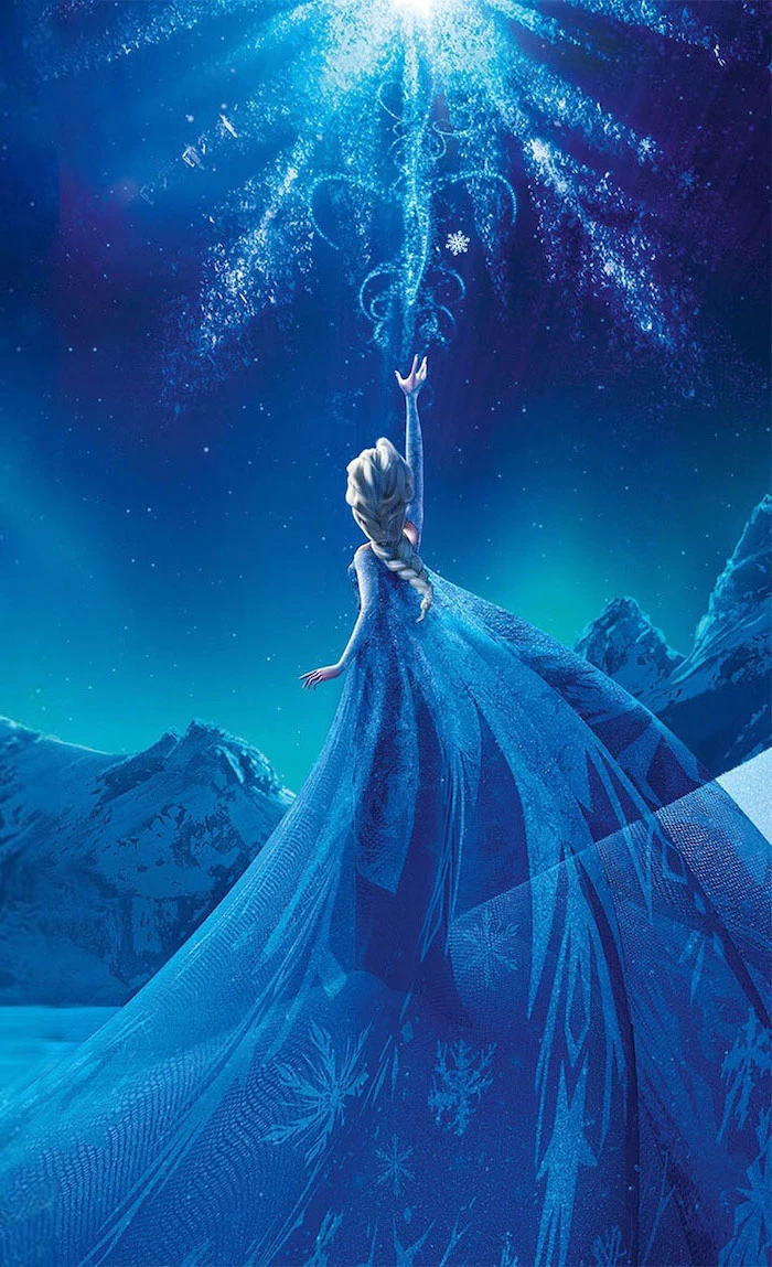wallpapers and backgrounds, elsa character from frozen, dressed in blue dress, shooting snowflakes to the sky