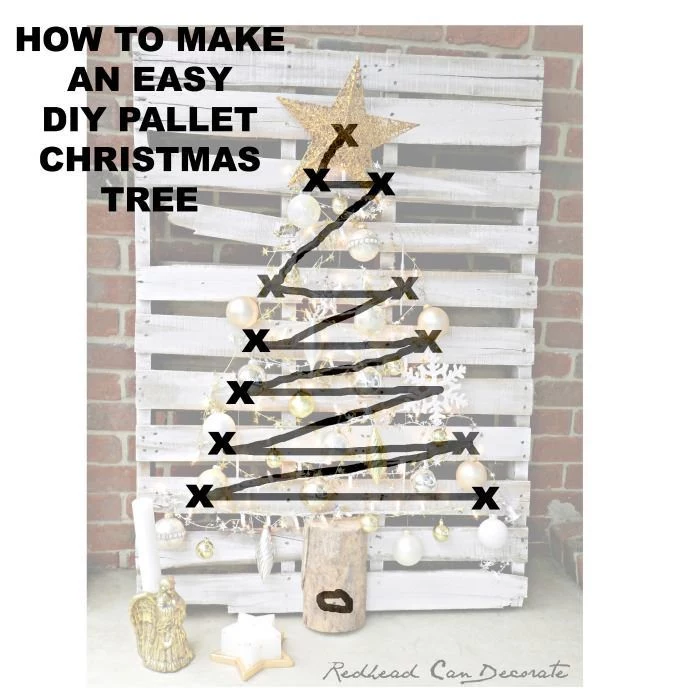 how to make and easy diy pallet christmas tree, using lights and silver ornaments, christmas tree decorating ideas