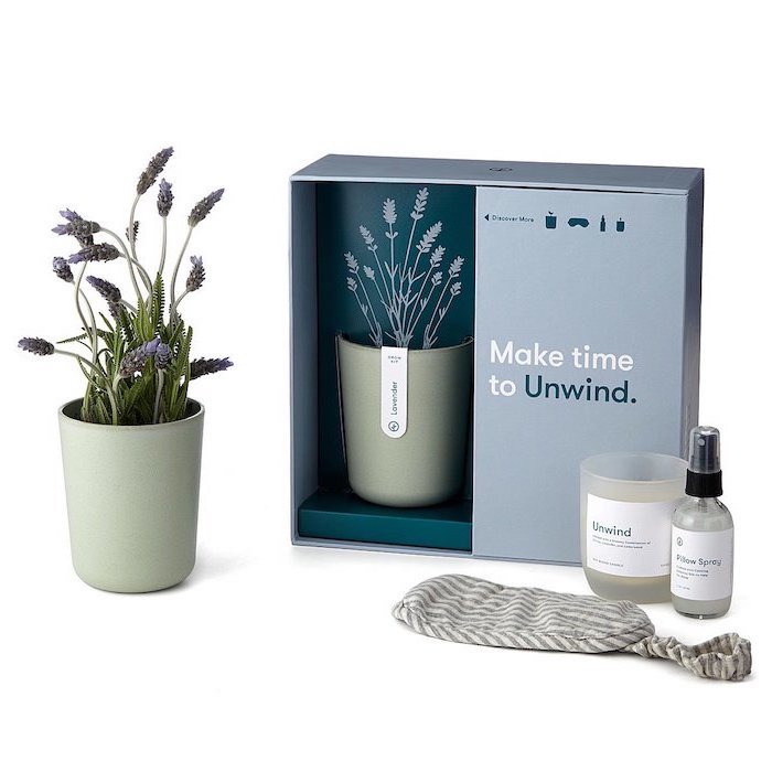 lavender scented unwind spa gift set, christmas gifts for mom from daughter, all arranged in a carton box
