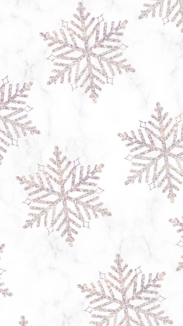 rose gold snowflakes, drawn on marble background, cool computer backgrounds
