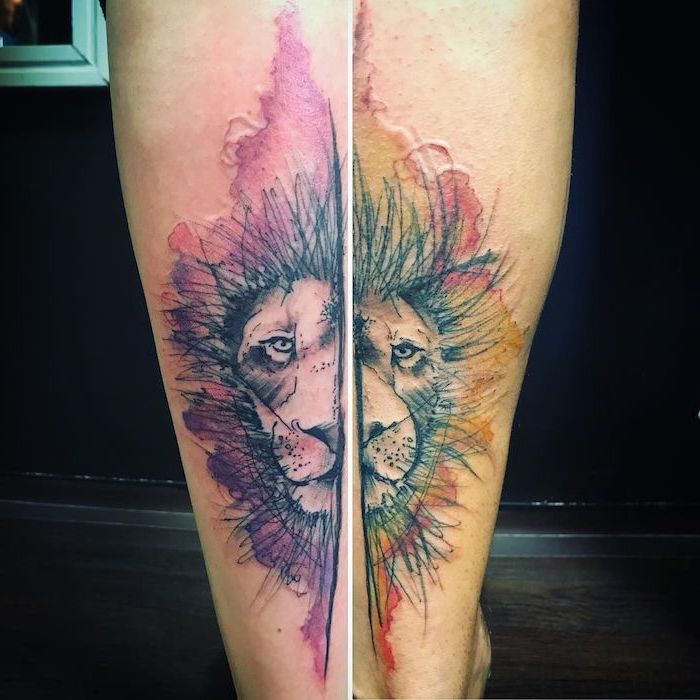 Couple Lion Tattoos by John Clark TattooNOW