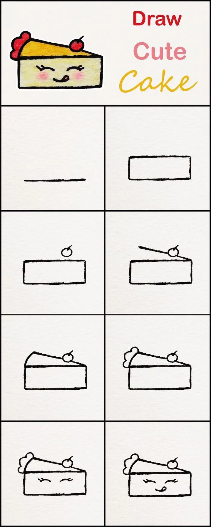 how to draw a cake slice, cool easy drawings, step by step diy tutorial, sketch on white background