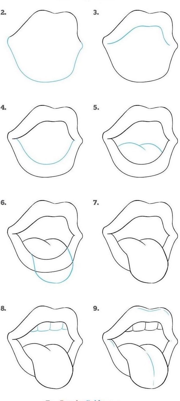 how to draw lips easy step by step