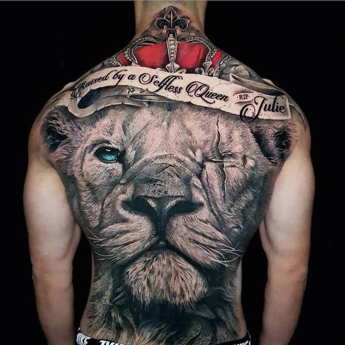 lioness with crown tattoo