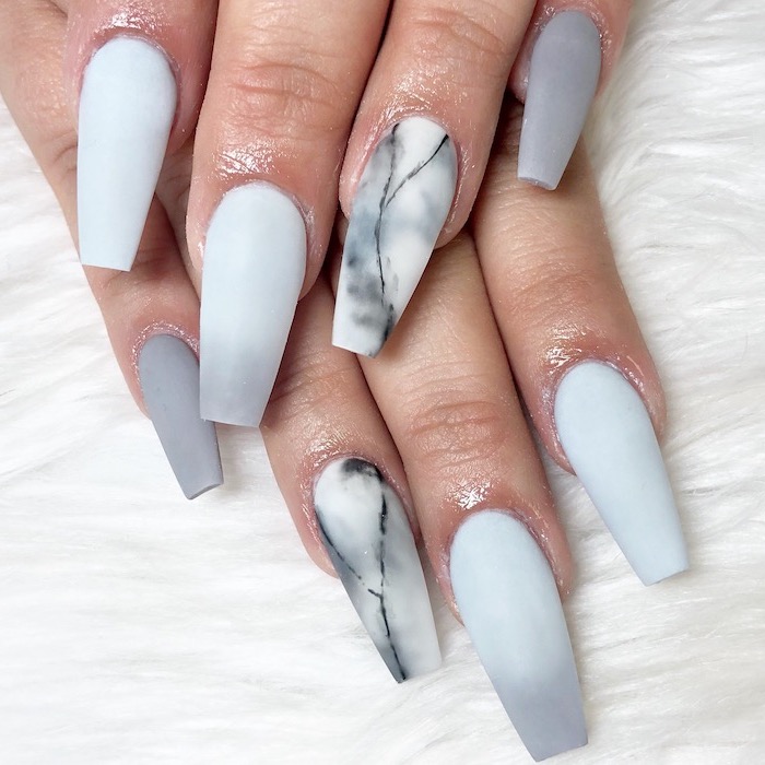 light grey ombre nails