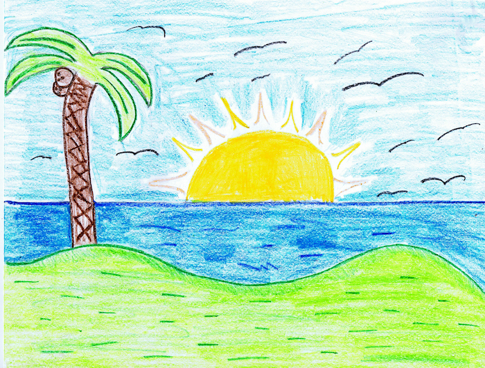 Easy landscape drawing for kids - tipseka