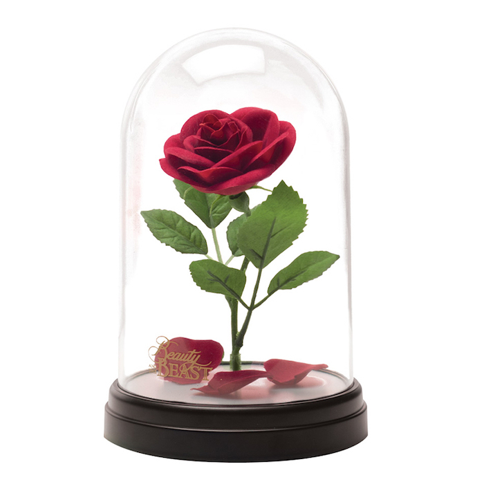 beauty and the beast lamp, rose inside a glass jar, valentines gifts for her, disney inspired gift, white background