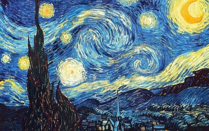 vincent van gogh's starry night painting, vintage aesthetic wallpaper, turned into background
