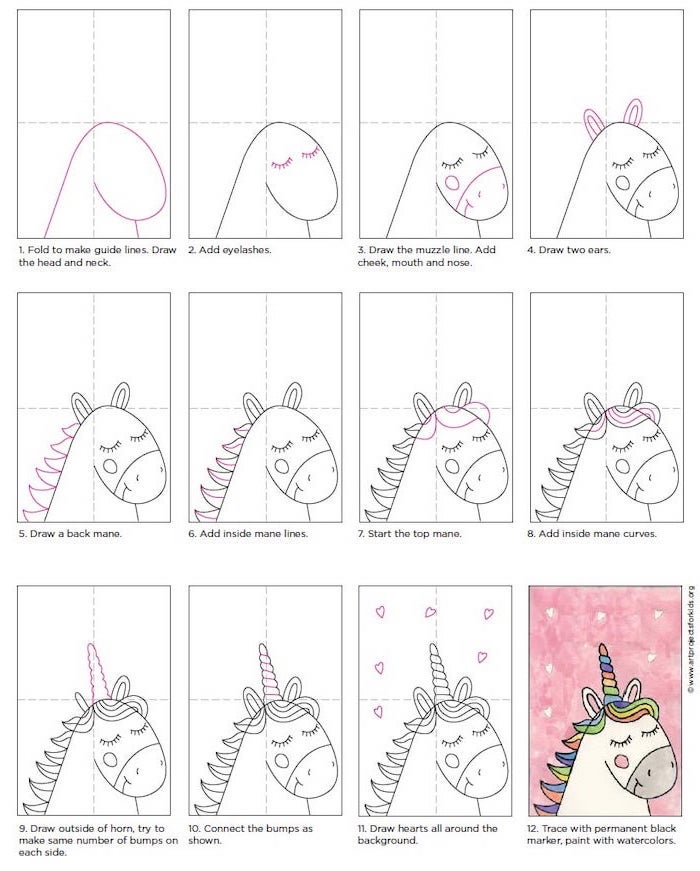 how to draw a cute unicorn with wings