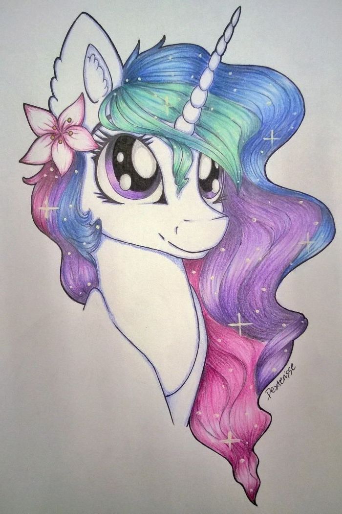 unicorn color pencil drawing