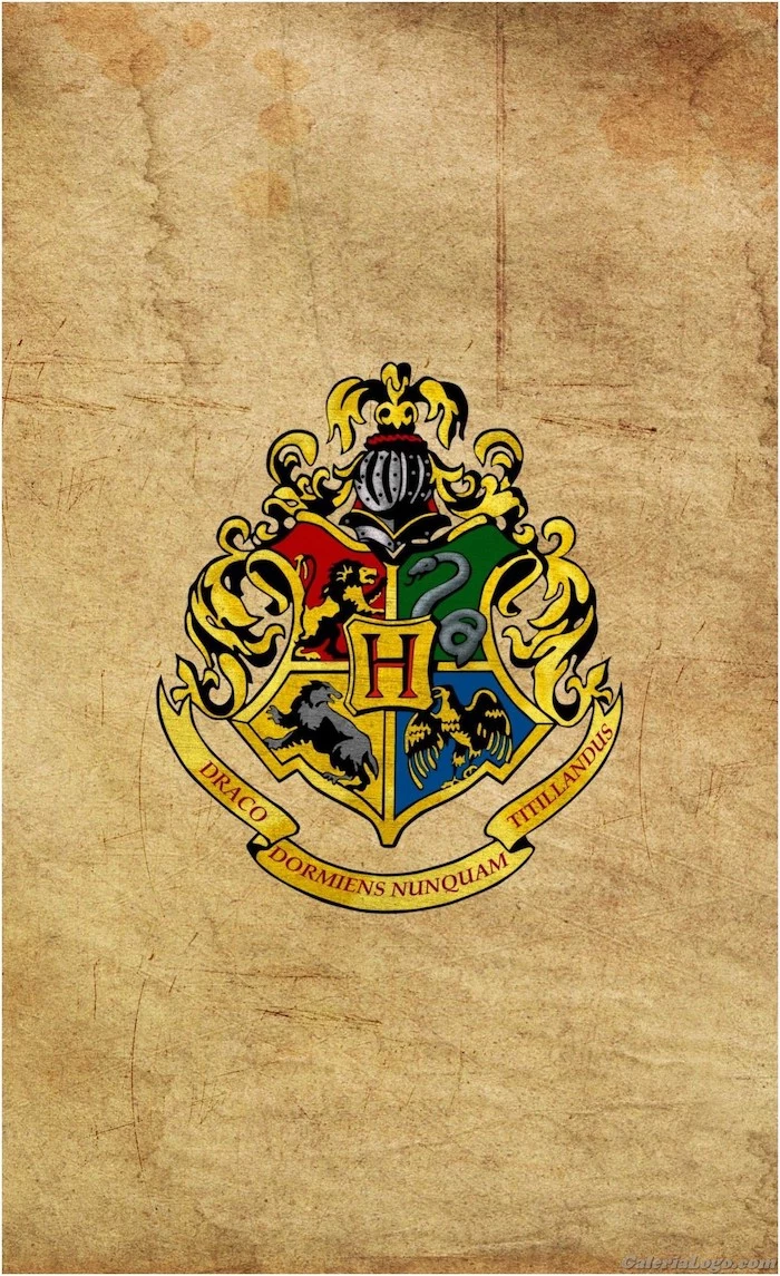 hogwarts symbol on dark beige background, harry potter desktop wallpaper, gryffindor and slytherin, hufflepuff and ravenclaw