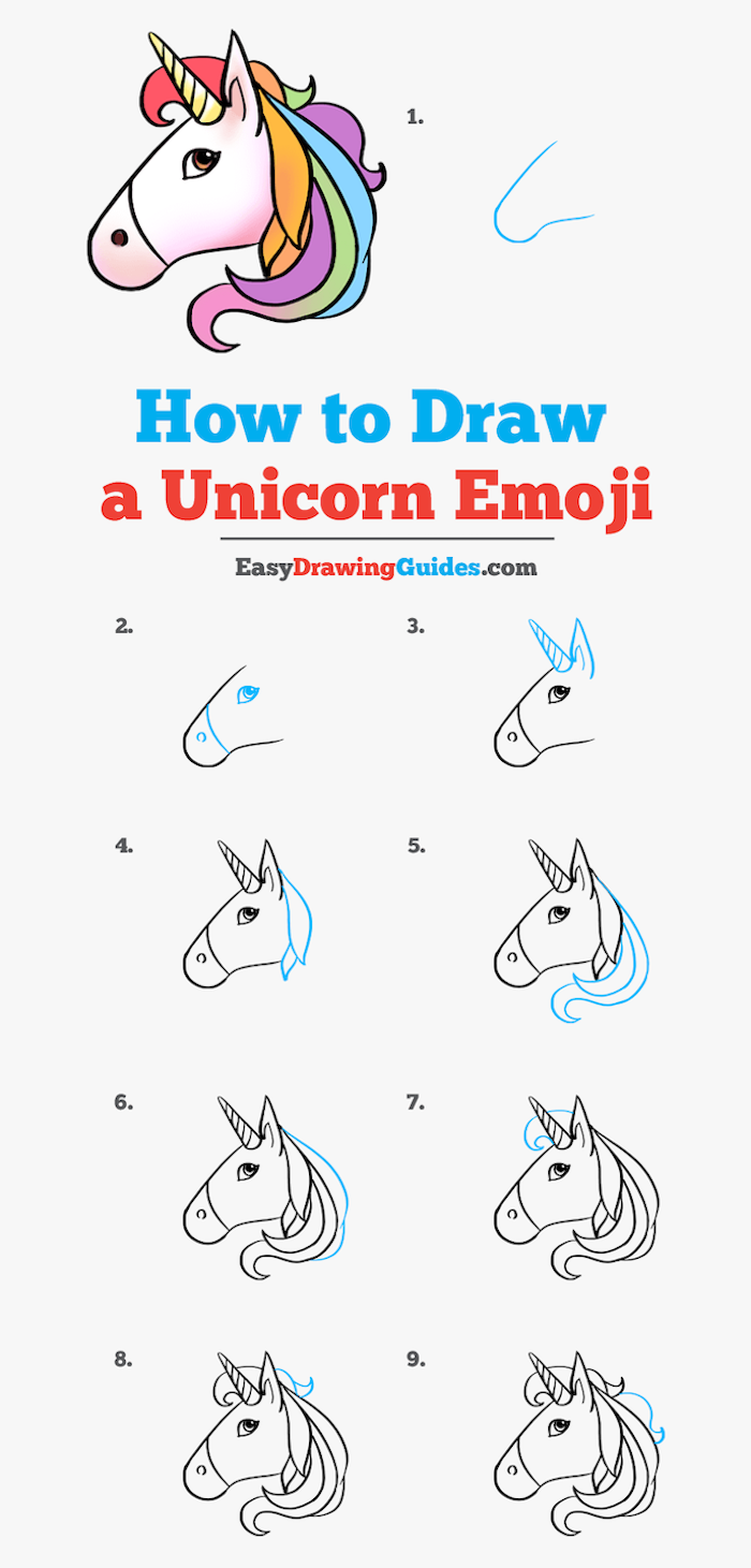 How To Draw Cute Unicorn Step By Step Tutorial Cute Easy Drawings