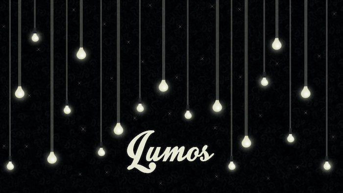 lumos written over black background, cute harry potter wallpapers, drawing of lamps hanging down