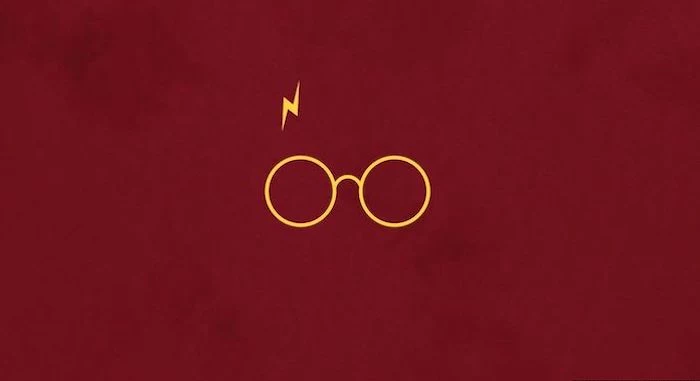outline of harry's glasses and lightning scar, harry potter iphone wallpaper, red background