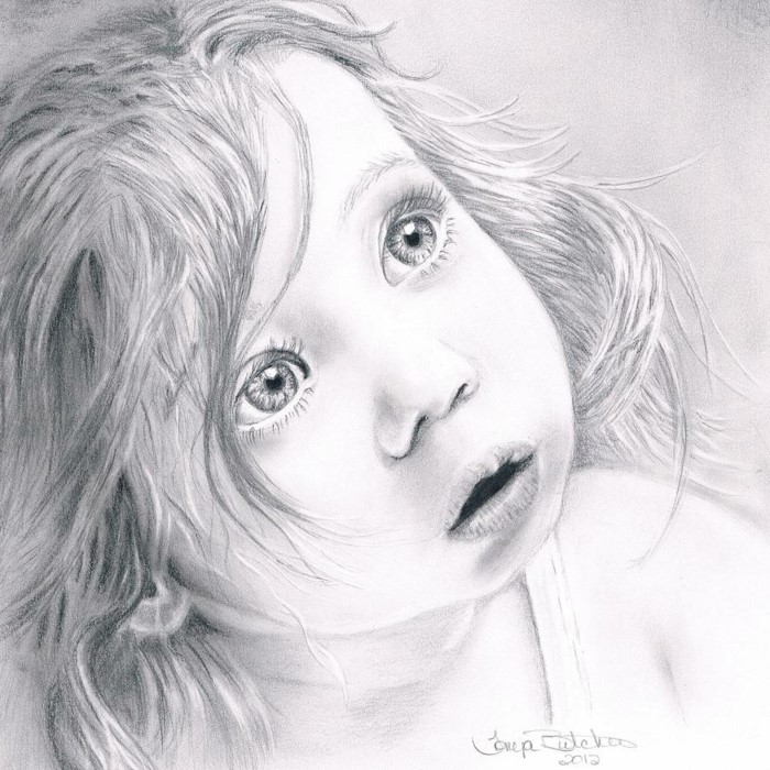 how to draw a realistic eye, black pencil sketch on white background, girl toddler with large eyes