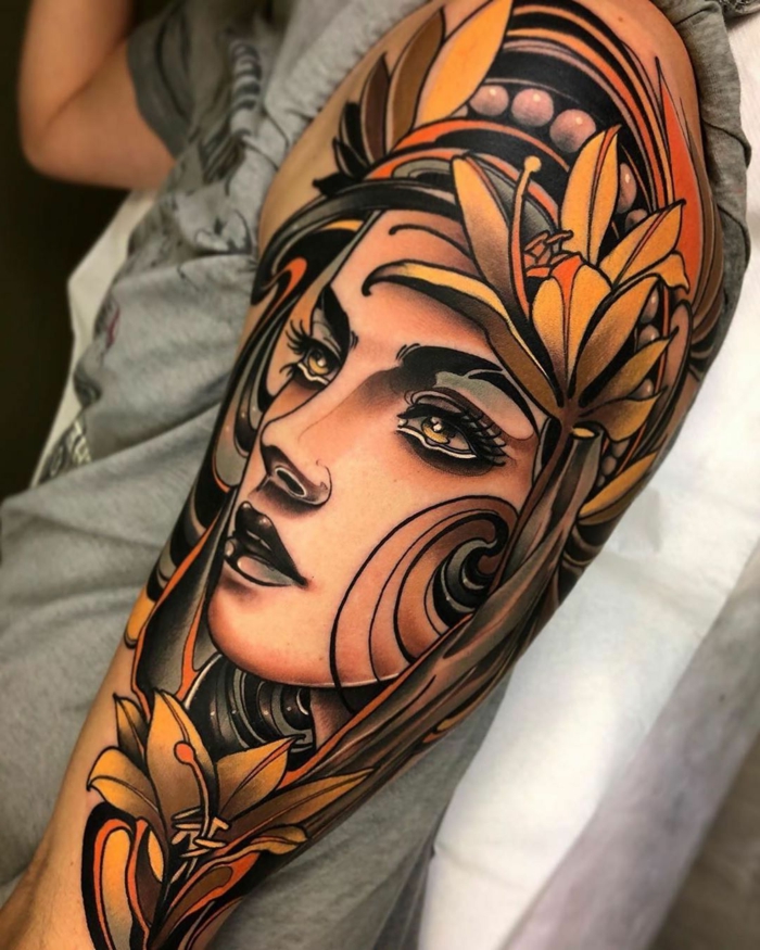 Neotraditional gypsy head  rtattoo