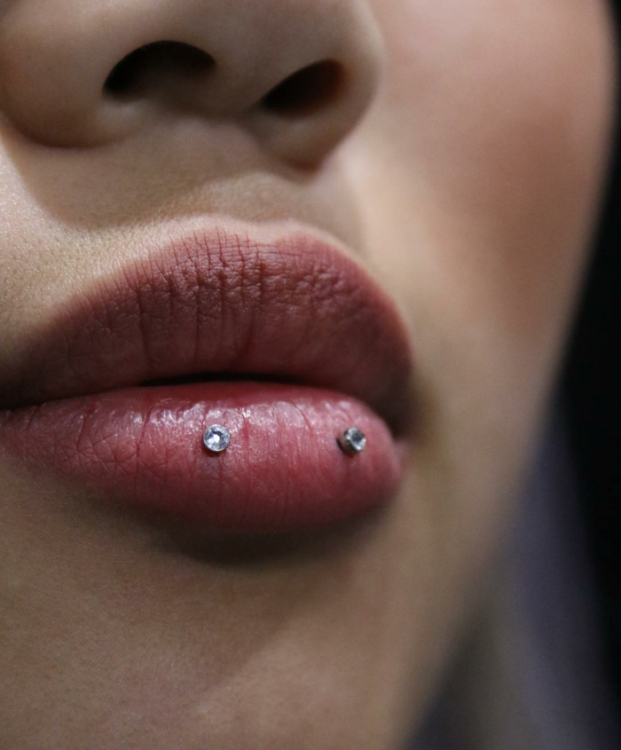 close up photo, types of lip piercings, lips with no lip gloss