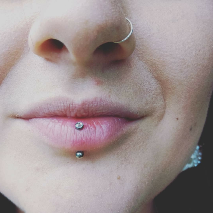 Ashley piercing. labret lip piercing ring. 