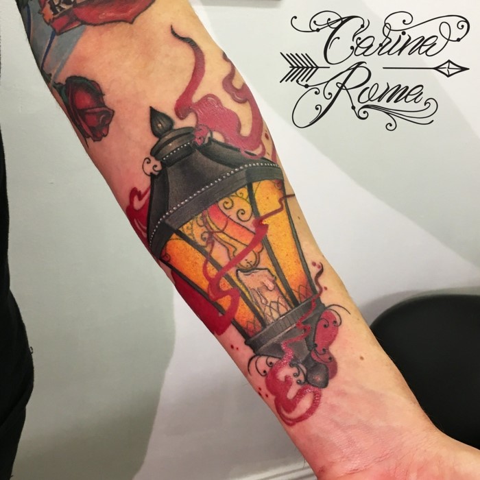 Premium Vector  Traditional lantern and wing tattoo