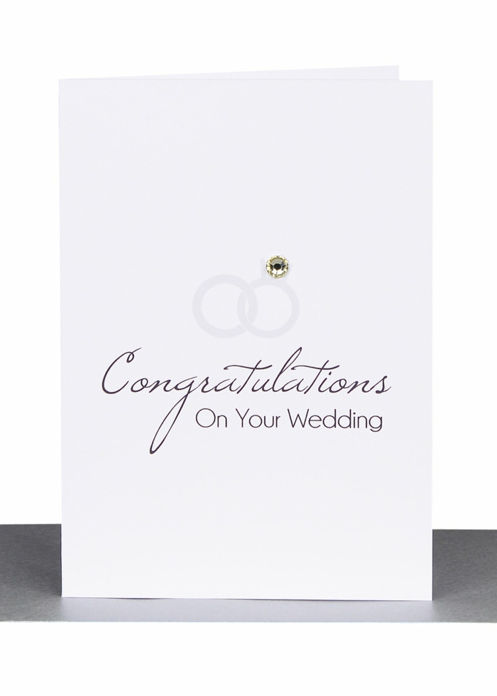 white background, congratulations on your wedding, minimalistic card, rings made with small rhinestone