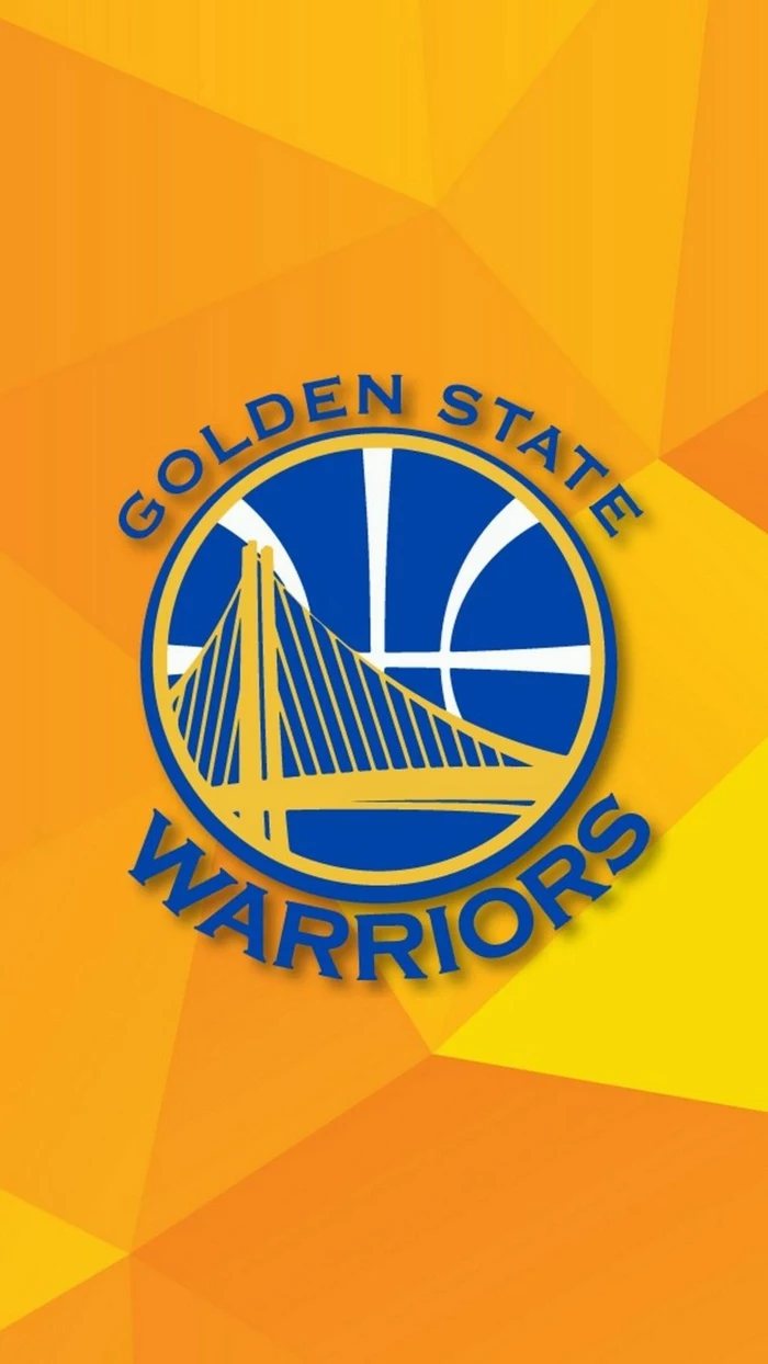 golden state warriors logo, blue logo on yellow background, nba wallpaper iphone