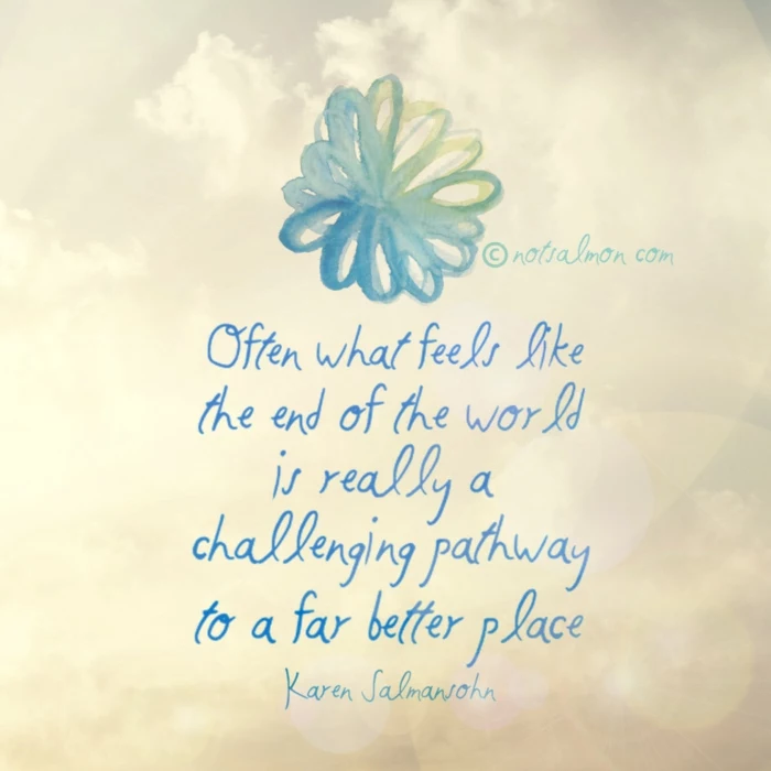 hope inspirational quotes, karen salmansohn quote, written with blue cursive letters, white background